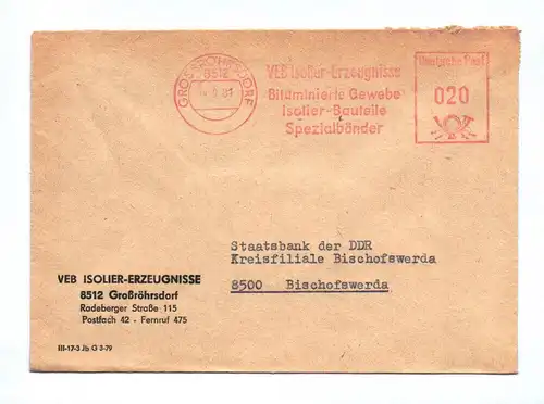Brief VEB Isolier Erzeugnisse Großröhrsdorf DDR 1981