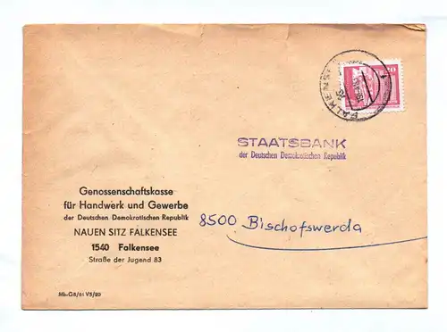 Brief Genossenschaftskasse Handwerk und Gewerbe an Staatsbank 1983 DDR