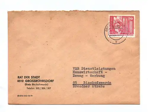 Brief Rat der Stadt Grossröhrsdorf 1978 DDR VEB Dienstleistungen Hauswirtschaft