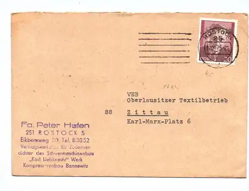 Brief DDR Vertragswerkstatt Zellenverdichter Karl Liebknecht Werk 1975