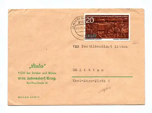 Brief Stola 1970 DDR PGH der Stricker und Wirker Jahnsdorf Erzgebirge