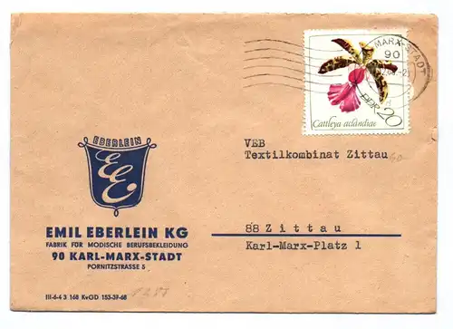 Brief 1968 DDR Emil Eberlin KG Fabrik modische Berufsbekleidung Karl Marx Stadt
