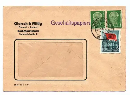 Geschäftspapiere Giersch Wittig Gummi Asbest Karl Marx Stadt DDR 1953