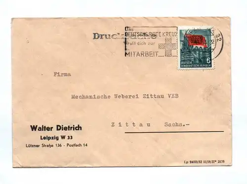 Drucksache Walter Dietrich Leipzig VEB Mechanische Weberei Zittau 1953 DDR