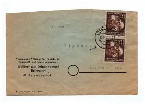Briefkuvert VEB Frottier und Leinenweberei Beiersdorf DDR Brief