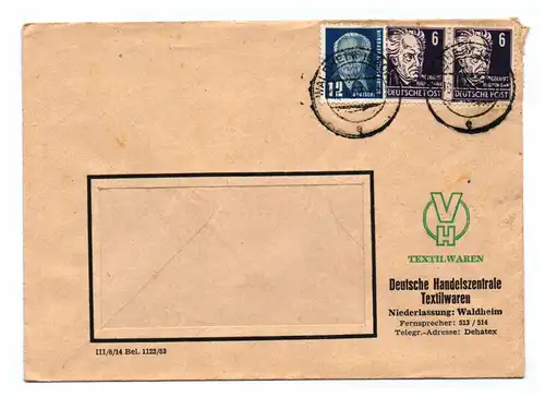 Brief Deutsche Handelszentrale Textilwaren Waldheim DDR Briefkuvert