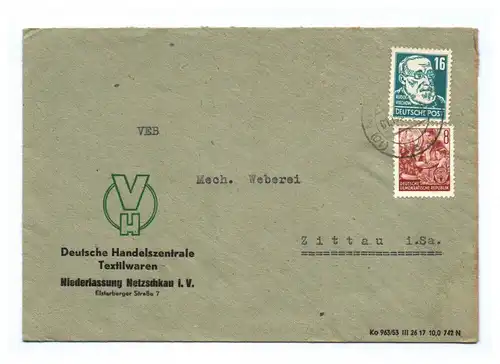 Brief VH Deutsche Handelszentrale DDR Niederlassung Netzschkau