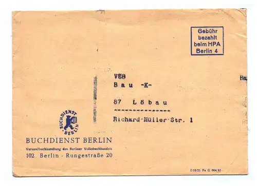 Brief Buchdienst Berlin Versandbuchhandlung Volksbuchhandel DDR