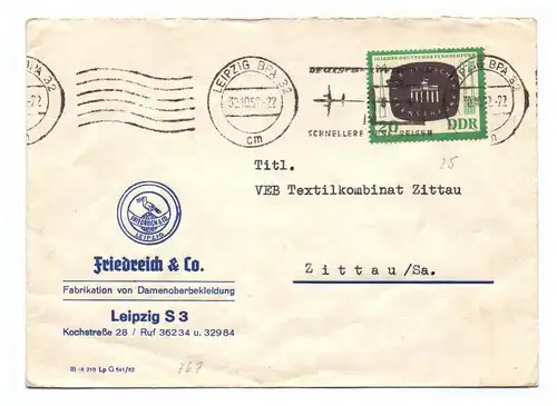 Brief DDR Friedreich & Co Fabrikation Damenoberbekleidung Leipzig