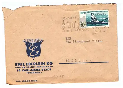Brief Emil Eberlein KG Fabrik Berufsbekleidung Karl Marx Stadt DDR