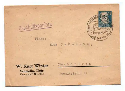 Geschäftspapiere W Kurt Winter Schmölln Thüringen