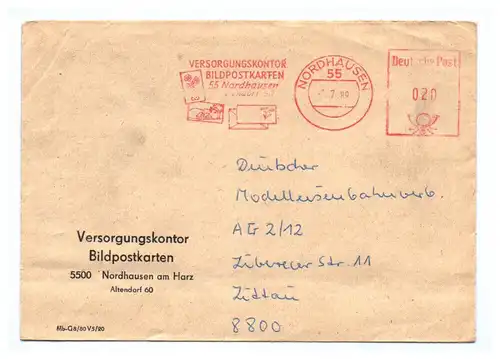 Brief Versorgungskontor Bildpostkarten Nordhausen am Harz 1989