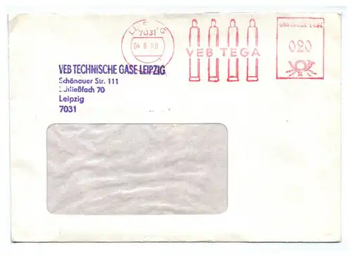 Brief 1988 VEB Technische Gase Leipzig DDR