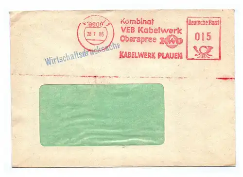 Wirtschaftsdrucksache 1986 DDR Kombinat VEB Kabelwerk Plauen