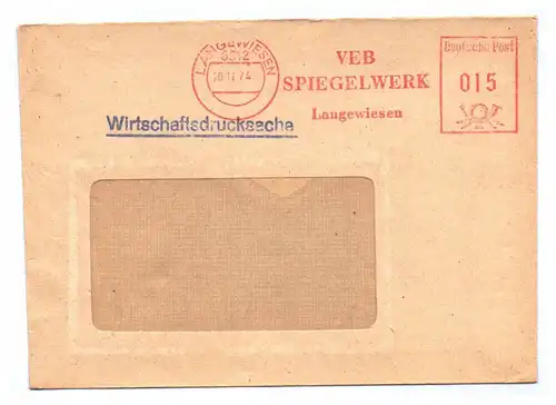 Wirtschaftsdrucksache 1974 VEB Spiegelwerk Langewiesen DDR