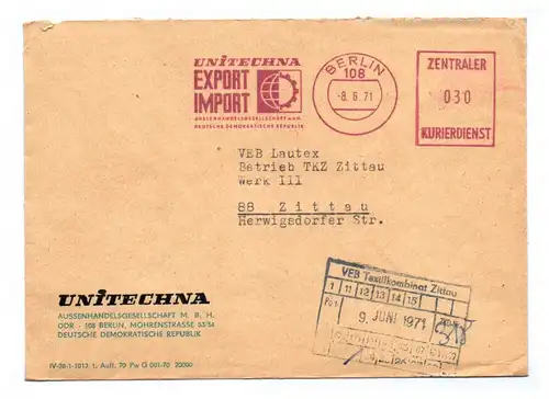Brief 1971 Unitechna Außenhndelsgesellschaft MBH DDR Berlin