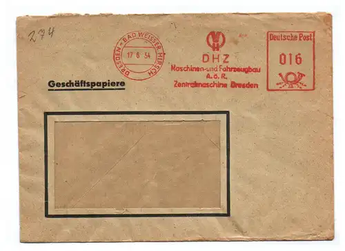 Geschäftspapiere 1954 DHZ Maschinen Fahrzeugbau Dresden