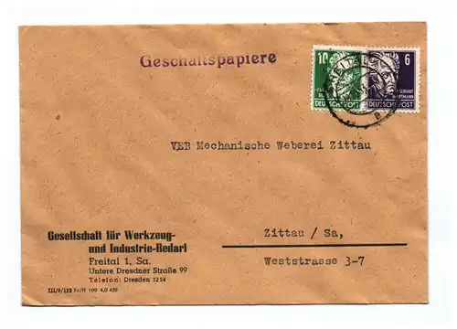 Geschäftspapiere Gesellschaft Werkzeug Industriebedarf Freital 1953