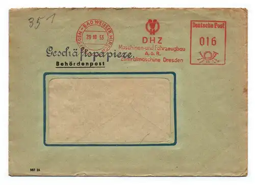 Geschäftspapiere 1953 DHZ Maschinen Fahrzeugbau Dresden Behördenpost