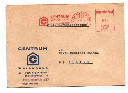 Wirtschaftsdrucksache Centrum Warenhaus Karl Marx Stadt DDR 1967