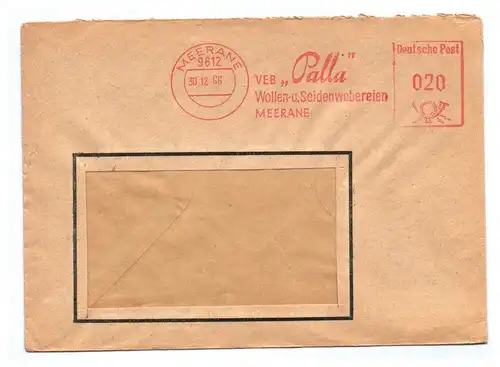 Brief 1966 VEB Palla Wollen Seidenwebereien Meerane DDR