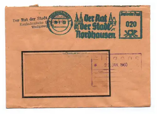 Brief Der Rat der Stadt Nordhausen Kaufmännische Berufsschule DDR 1960