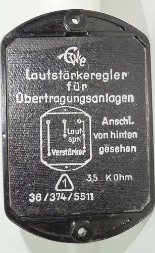 Welker Borna Leipzig Lautstärkerregler für Übertragungsanlagen Detektor um 1954