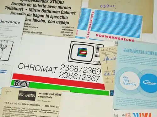 Konvolut DDR Gebrauchsanweisungen Bedienungsanleitungen Garantiescheine Papiere