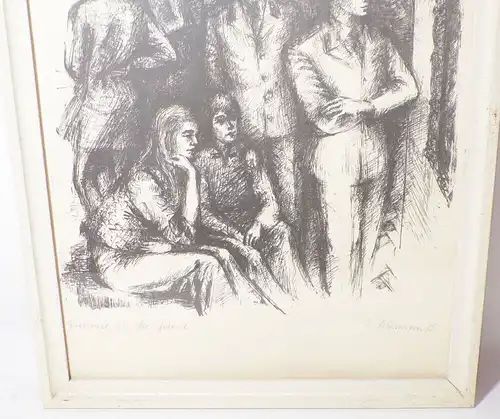 DDR Grafik Druck Freunde in der Galerie E Lehmann 1975 Kunstdruck