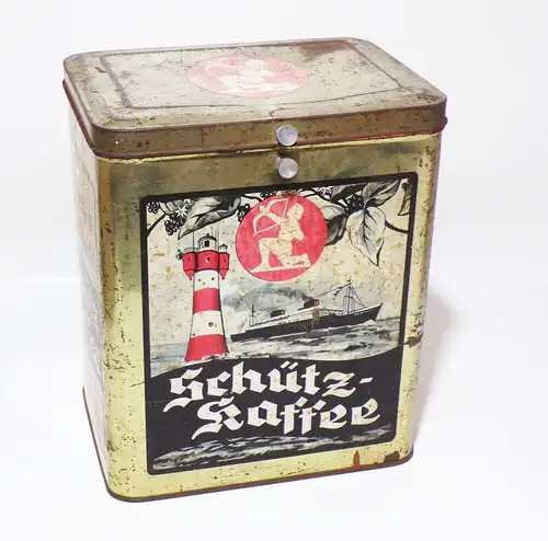 Alte Kaffee Blechdose Schütz Bremen Schiff Dampfer Motiv 1930er Kaffeedose