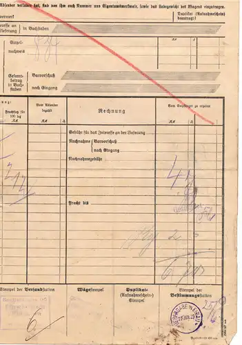 Frachtbrief Paul Walther Hainewalde nach Eibau 1929