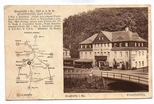 Ak Glasütte Stadthotel zur Post 1937