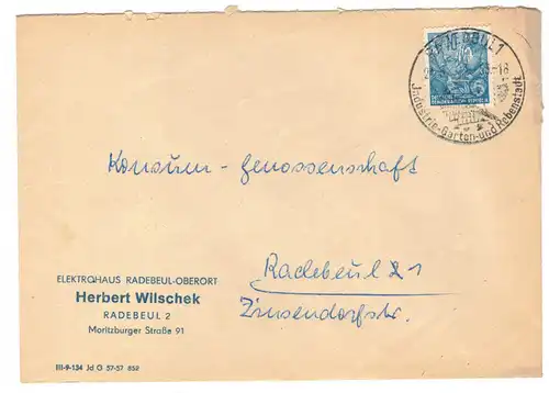 Werbe Brief Elektrohaus Herbert Wlschek Radebeul 1958 !