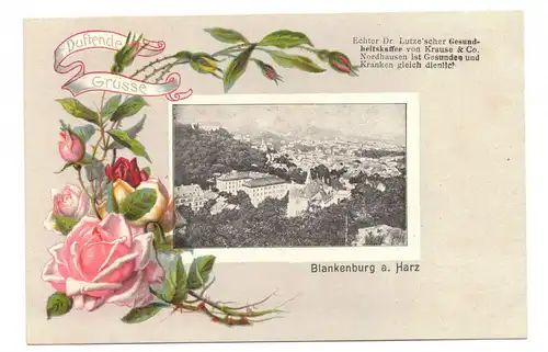 Litho Ak Duftende Grüsse Blankenburg im Harz um 1910 !