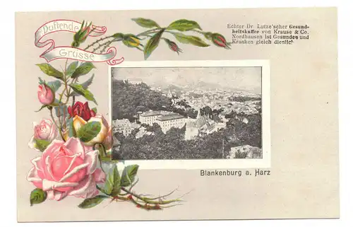 Litho Ak Duftende Grüsse Blankenburg im Harz um 1910