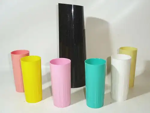 1 von 19 Saftkrug Set Plaste Krug mit je 6 Becher Retro DDR Trinkbecher Camping 