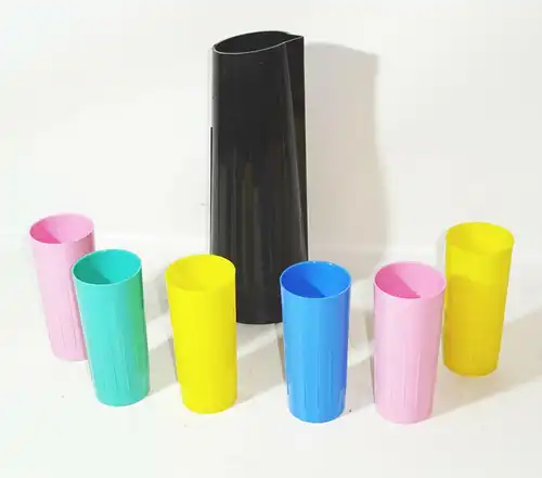 1 von 19 Saftkrug Set Plaste Krug mit je 6 Becher Retro DDR Trinkbecher Camping 