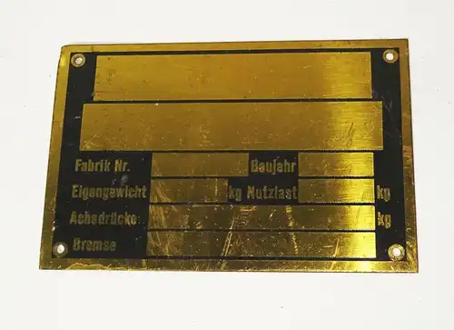 Altes Messing Typenschild Blanko Maschine Ersatz Schild Vintage