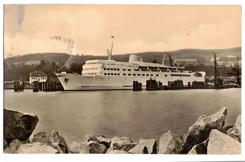 Ak Schwedenfähre Trelleborg im Hafen Saßnitz Landpoststempel Neu-Mukran (A4160