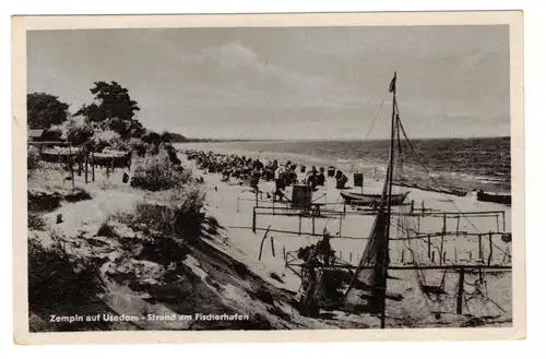 Ak Zempin auf Usedom Strand am Fischerhafen 1956 ! (A4159