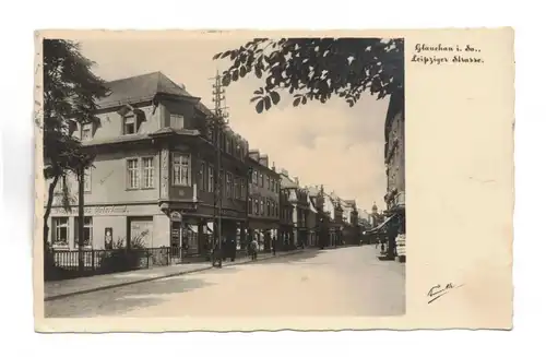 Ak Glauchau i. Sa. Leipziger Strasse 1941  (A4154