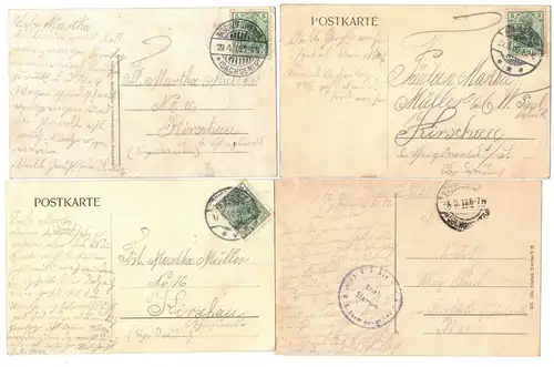 4 x Ak Königsbrück Wache und Post Marktplatz Kirche um 1909 ! (A4151