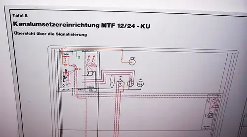 Alte RFT Lehrtafel Dewag Dresden Kanalumsetzereinrichtung MTF 12/24 - KU