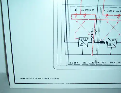 Alte RFT Lehrtafel Dewag Dresden Kanalumsetzereinrichtung MTF 12/24 - KU