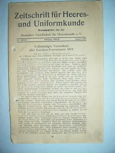 Zeitschrift für Heeres - und Uniformkunde meist 1953 / 1954 Militär !