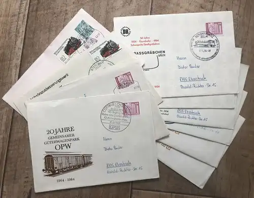 Konvolut Briefe DDR Bahnpost Brief 10 Stück Eisenbahn Post