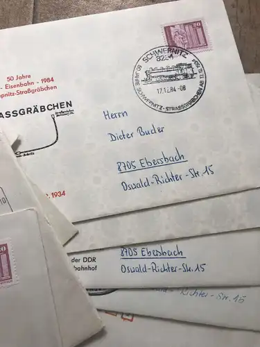 Konvolut Briefe DDR Bahnpost Brief 10 Stück Eisenbahn Post