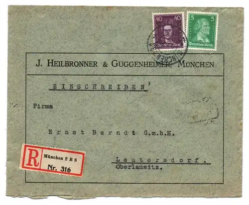 R Brief München J Heilbronner Guggenheimer DR Einschreiben