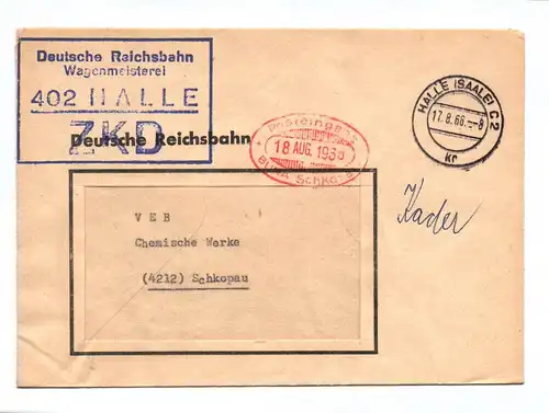 Brief 1966 ZKD Deutsche Reichsbahn Wegemeisterei Halle