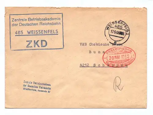 ZKD Brief 1968 Zentrale Betriebsakademie der Deutschen Reichsbahn Weissenfels